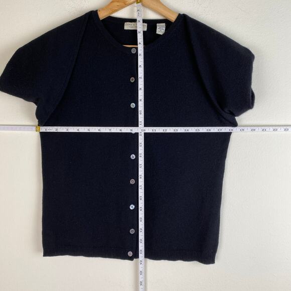 Lord & Taylor 100% Cashmere Cardigan Size M Black Sweater Old Money *repaired - Picture 11 of 11